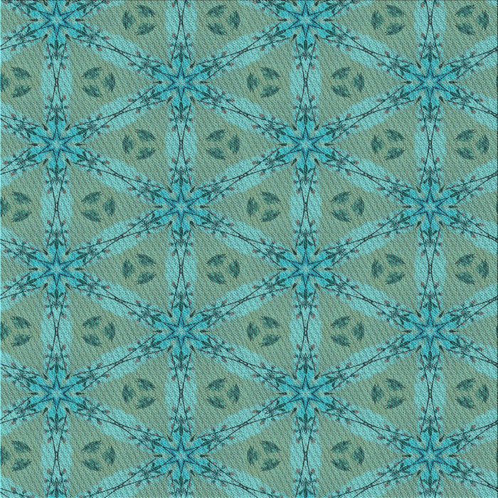 Round Machine Washable Transitional Turquoise Green Rug, wshpat3884lblu