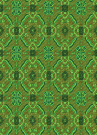 Machine Washable Transitional Seaweed Green Rug, wshpat3885grn