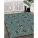 Patterned Seafoam Green Rug in Family Room, pat3885lblu