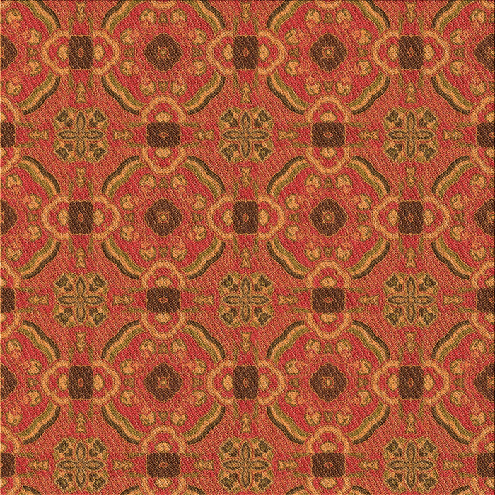 Round Patterned Orange Rug, pat3885org