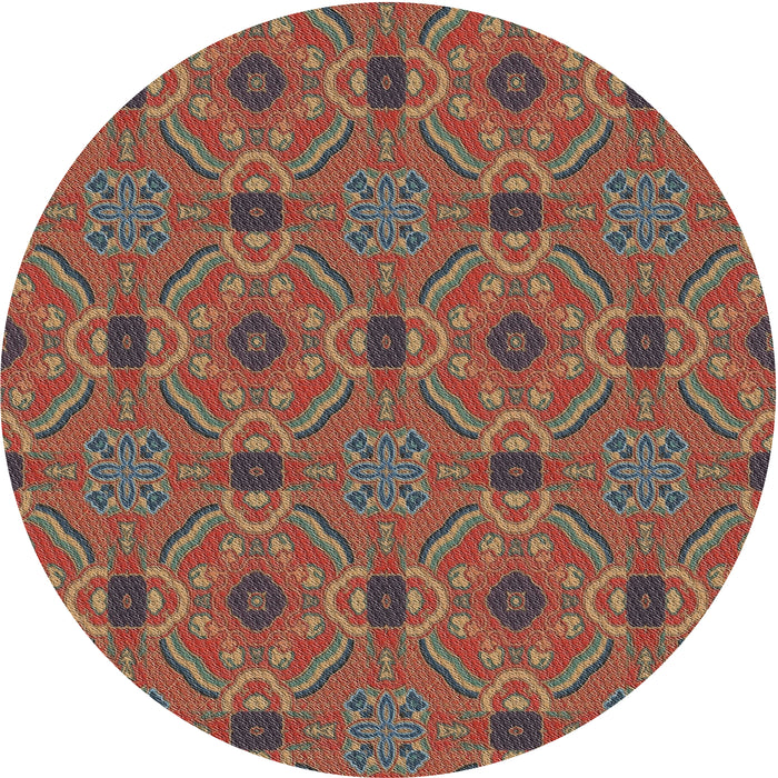 Sideview of Patterned Orange Salmon Pink Novelty Rug, pat3885