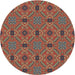 Sideview of Patterned Orange Salmon Pink Novelty Rug, pat3885