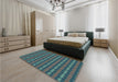 Patterned Deep-Sea Green Rug in a Bedroom, pat3888lblu