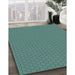 Patterned Seafoam Green Rug in Family Room, pat3889lblu