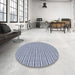 Round Machine Washable Transitional Pastel Light Blue Rug in a Office, wshpat388