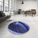 Round Patterned Sky Blue Rug in a Office, pat389blu