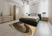 Patterned Bronze Brown Rug in a Bedroom, pat389brn