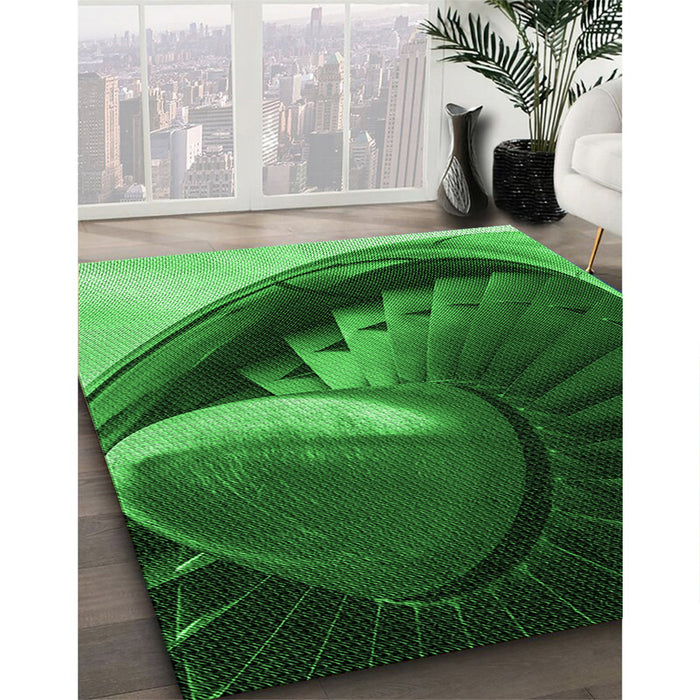 Machine Washable Transitional Deep Emerald Green Rug in a Family Room, wshpat389grn