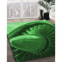 Patterned Deep Emerald Green Rug, pat389grn