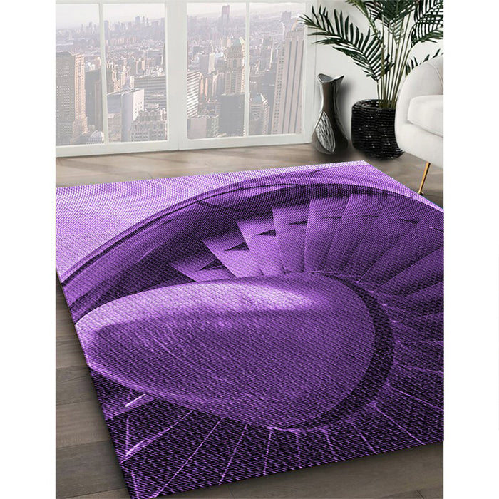 Patterned Purple Rug in Family Room, pat389pur