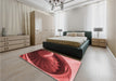 Patterned Cranberry Red Rug in a Bedroom, pat389rd