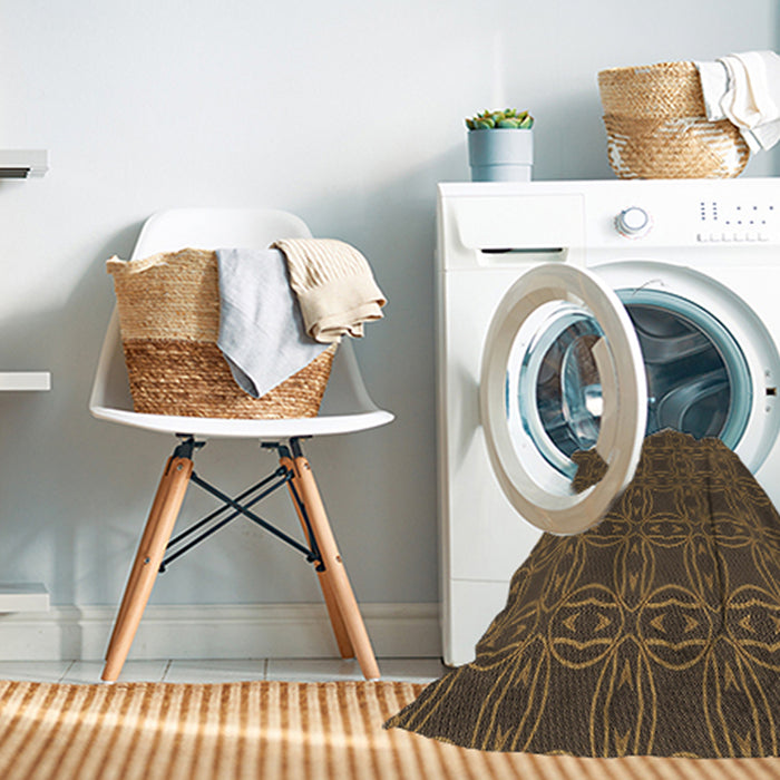 Machine Washable Transitional Light Brown Rug in a Washing Machine, wshpat3891brn