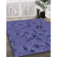 Patterned Light Slate Blue Rug, pat3892blu