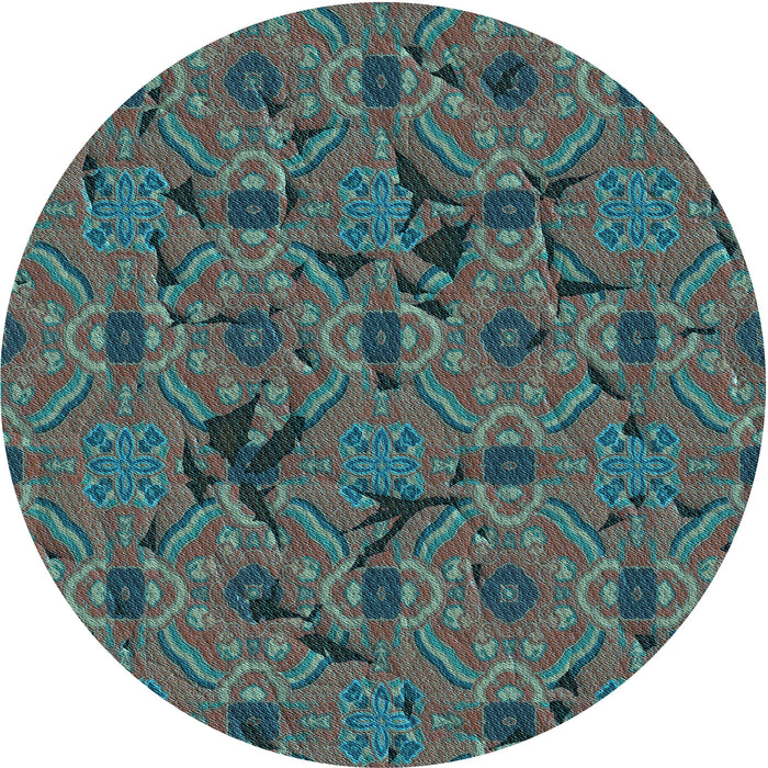 Square Machine Washable Transitional Deep-Sea Green Rug in a Living Room, wshpat3892lblu