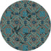 Square Machine Washable Transitional Deep-Sea Green Rug in a Living Room, wshpat3892lblu