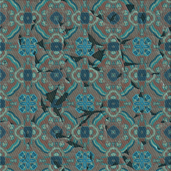 Round Machine Washable Transitional Deep-Sea Green Rug, wshpat3892lblu