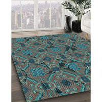 Patterned Deep-Sea Green Rug, pat3892lblu