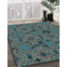 Patterned Deep-Sea Green Rug in Family Room, pat3892lblu