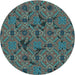 Square Patterned Deep-Sea Green Rug, pat3892lblu