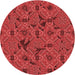 Square Patterned Red Rug, pat3892rd