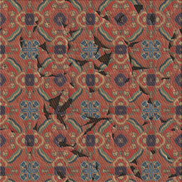 Sideview of Machine Washable Transitional Saffron Red Rug, wshpat3892