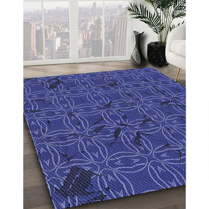 Machine Washable Transitional Denim Dark Blue Rug in a Family Room, wshpat3893blu