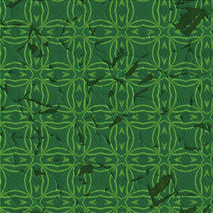 Round Patterned Deep Emerald Green Rug, pat3893grn