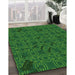 Patterned Deep Emerald Green Rug in Family Room, pat3893grn