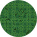 Square Machine Washable Transitional Deep Emerald Green Rug in a Living Room, wshpat3893grn