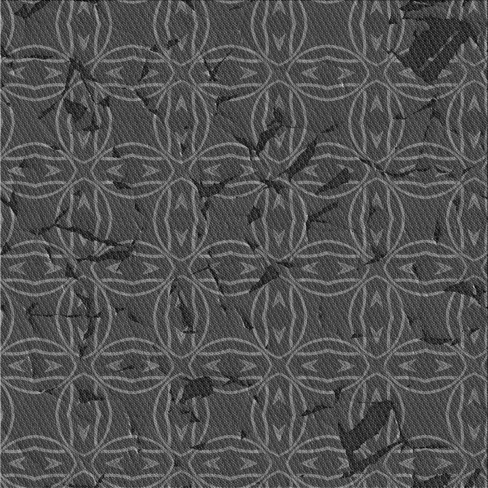 Round Patterned Black Rug, pat3893gry