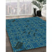 Machine Washable Transitional Light Sea Green Rug in a Family Room, wshpat3893lblu