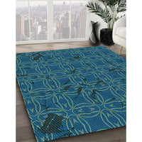 Patterned Light Sea Green Rug, pat3893lblu