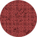 Square Machine Washable Transitional Cranberry Red Rug in a Living Room, wshpat3893rd