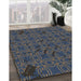 Patterned Blue Novelty Rug in Family Room, pat3893