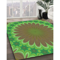 Patterned Oak Brown Rug, pat3894grn