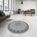 Round Patterned Cloud Gray Rug in a Office, pat3894gry