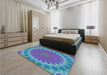 Patterned Blue Turquoise Green Rug in a Bedroom, pat3894lblu