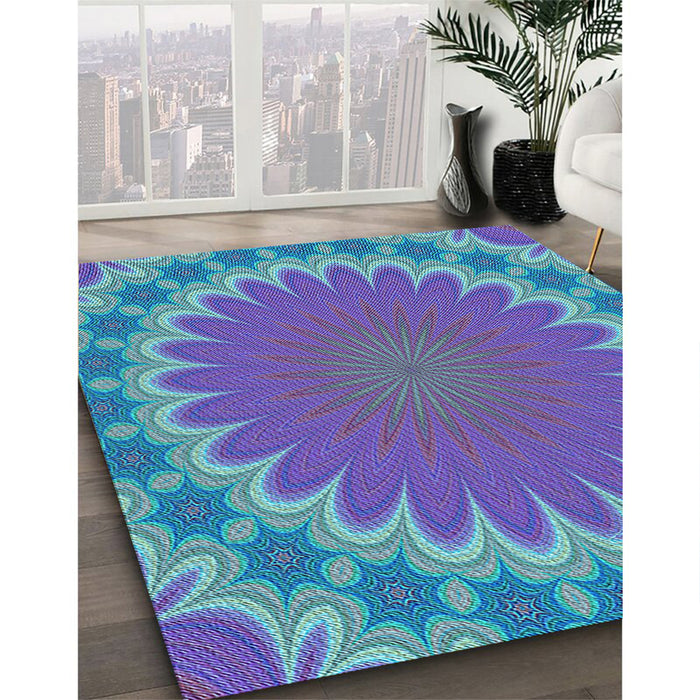 Machine Washable Transitional Blue Turquoise Green Rug in a Family Room, wshpat3894lblu