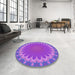 Round Patterned Purple Rug in a Office, pat3894pur