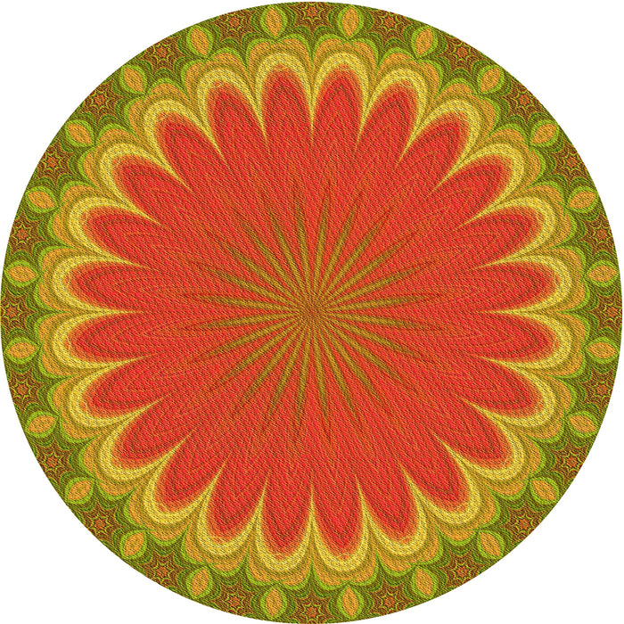 Square Patterned Orange Gold Rug, pat3894yw