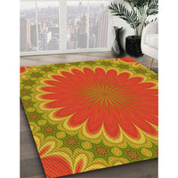 Patterned Orange Gold Rug, pat3894yw