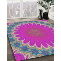 Patterned Neon Pink Modern Rug, pat3894