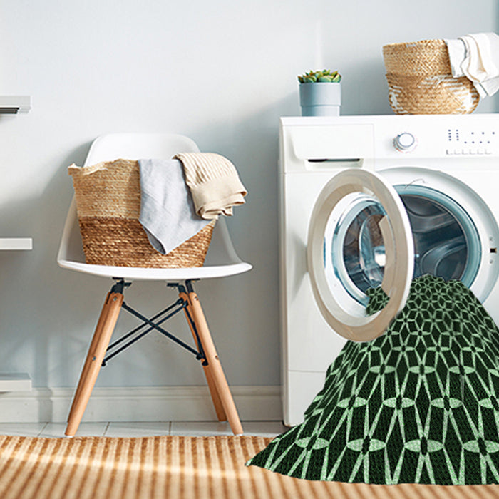 Machine Washable Transitional Black Rug in a Washing Machine, wshpat3895grn