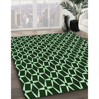 Patterned Black Rug, pat3895grn