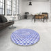 Round Patterned Blue Rug in a Office, pat3896blu