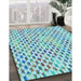 Patterned Blue Rug in Family Room, pat3896lblu