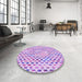 Round Patterned Purple Rug in a Office, pat3896pur