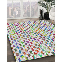 Patterned Light Rose Green Modern Rug, pat3896