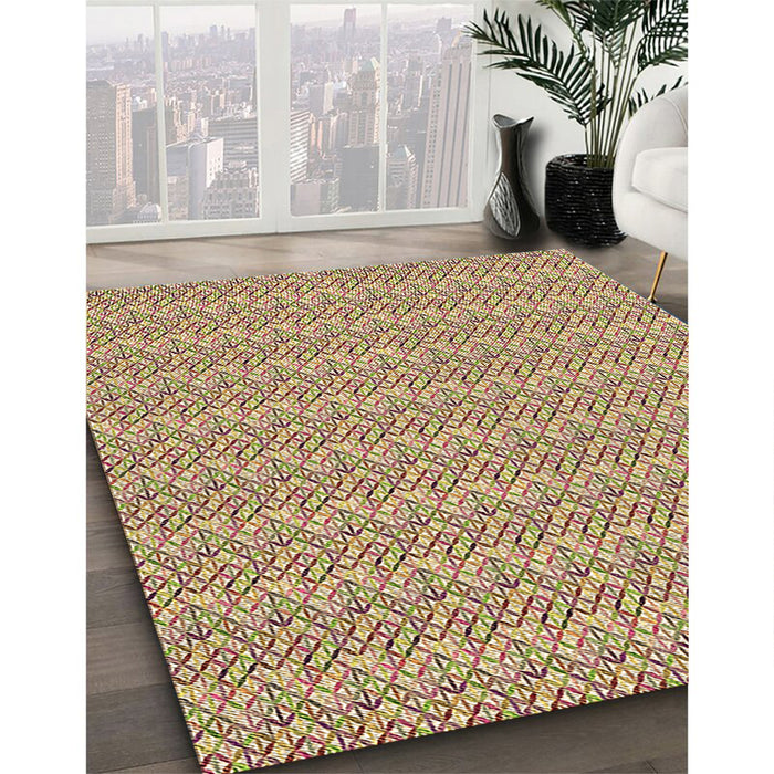 Patterned Chestnut Red Rug in Family Room, pat3898brn