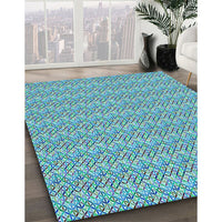 Patterned Glacial Blue Ice Blue Rug, pat3898lblu